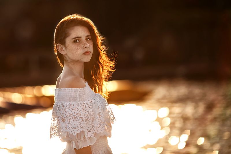 портрет, девушка, модель, закат, лето Ольга фото превью