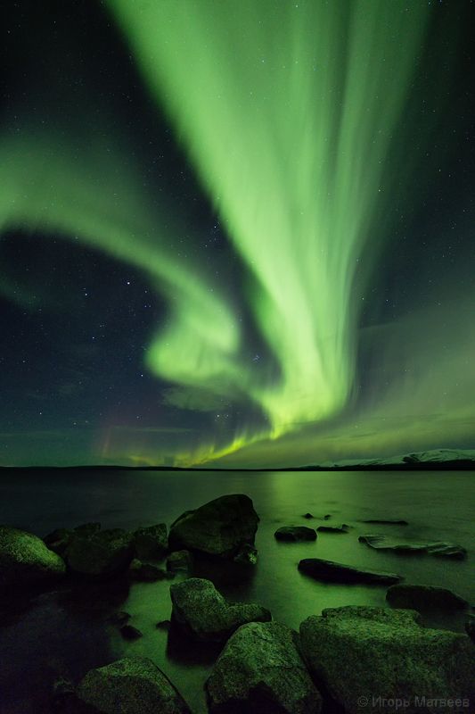 полярное,северное,сияние,ночь,озеро, Джин фото превью