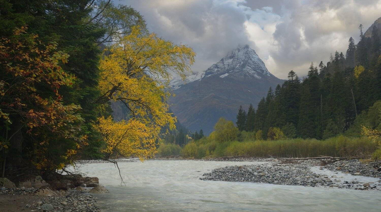 горы осень домбай, Александр Жарников