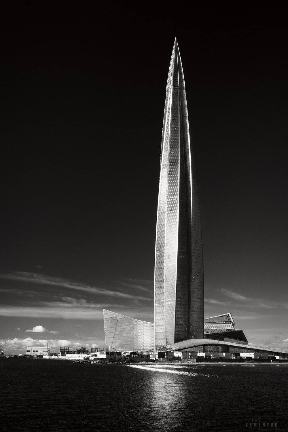 санкт-петербург, охта-центр, башня, газпром, город, ч/б, минимализм, пейзаж., Семенюк Василий