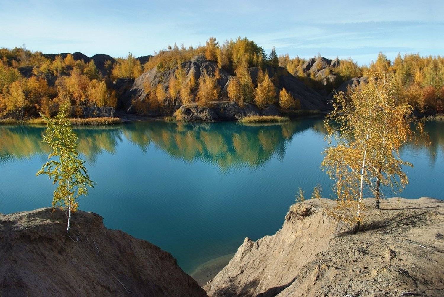 осень, березки, озеро, солнечно, Лопухов Сергей