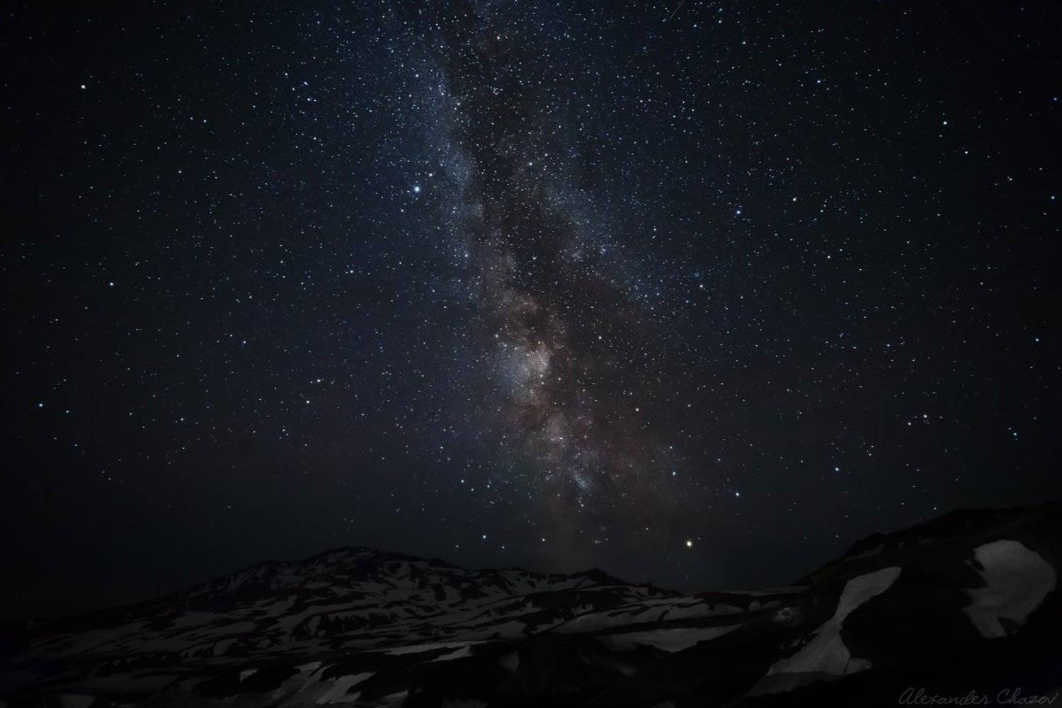 камчатка, вулкан, ночь, звезды, Александр Чазов