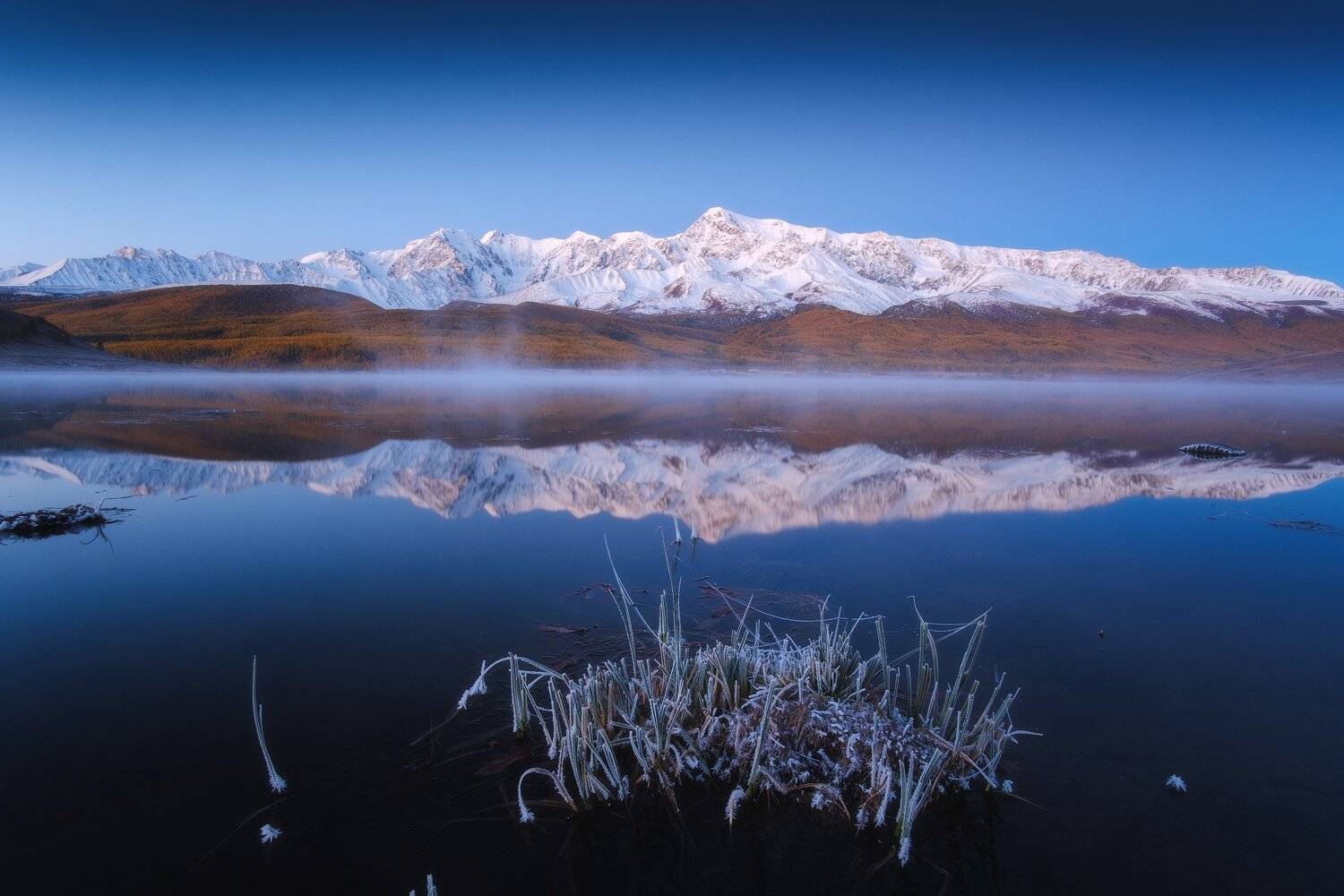 россия, алтай, республика алтай, сибирь, осень, природа, пейзаж, горы, хребет, озеро, рассвет, утро, отражение, джангысколь, ештык кель, Оборотов Алексей