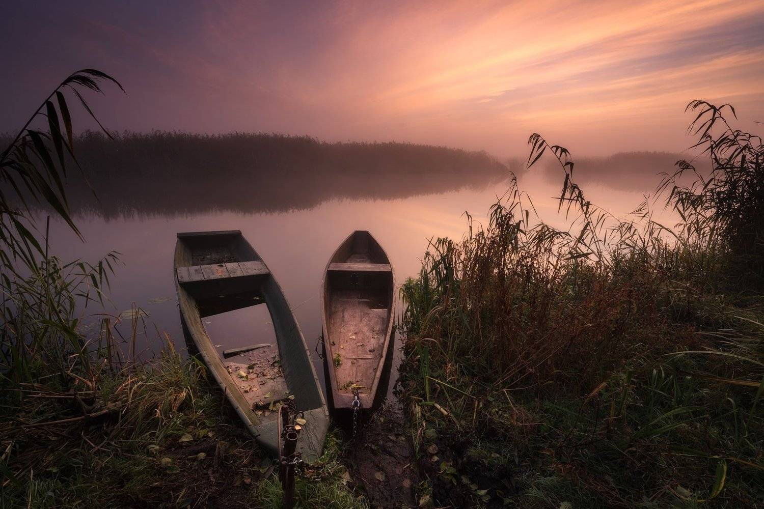 water river narew sky clouds fog mist colours clouds sunset poland podlasie mood, Maciej Warchoł