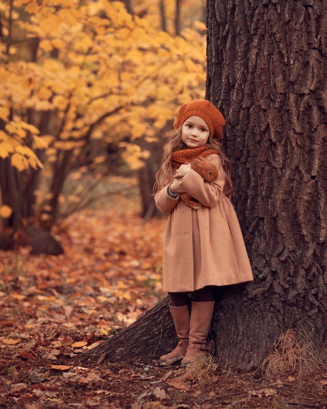 осень, кролик, желтые листья осень фото превью