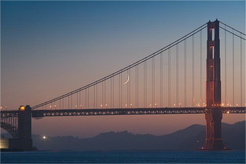 Moon and Golden Gate