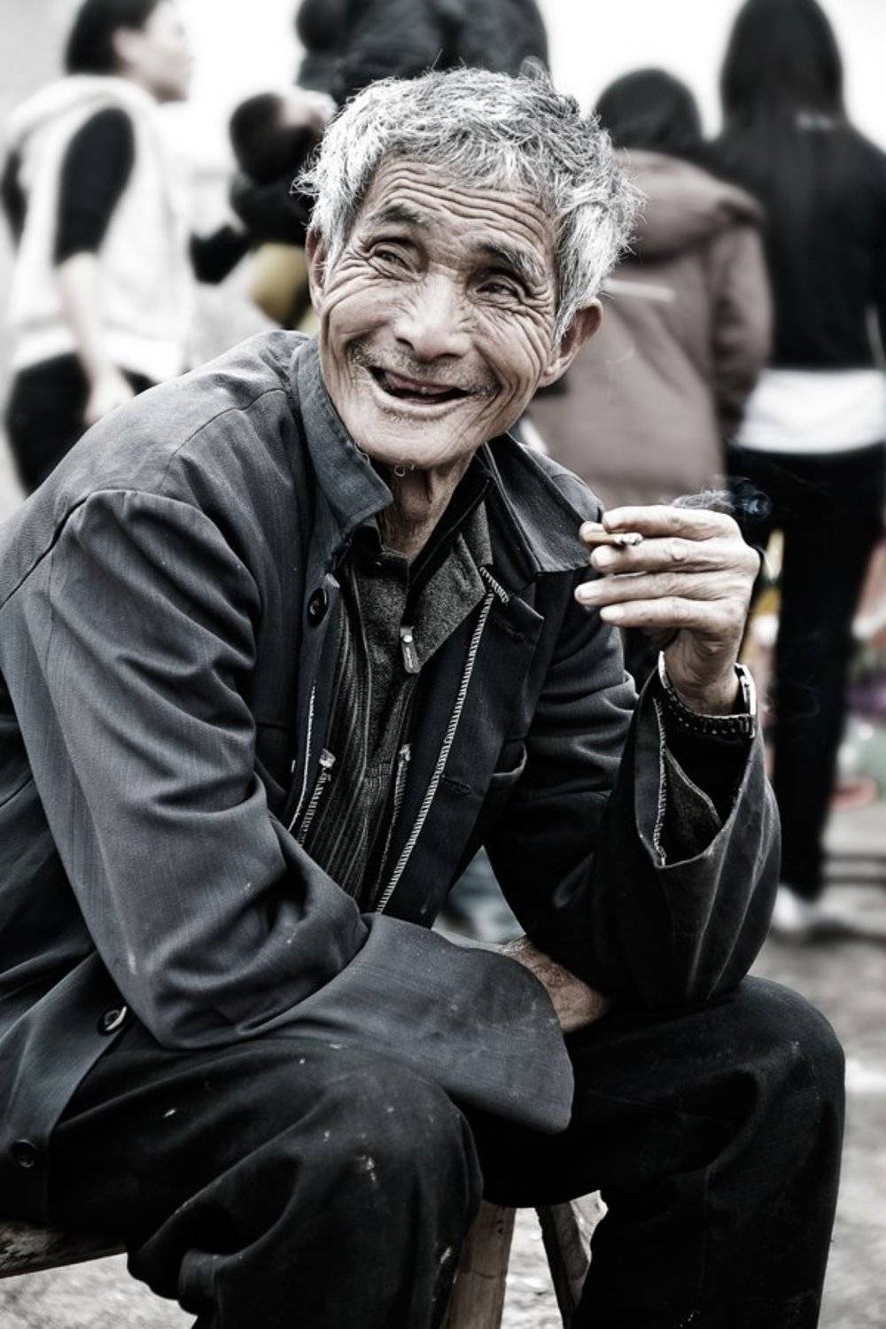 дед, старик, улыбка, сигарета, Александр