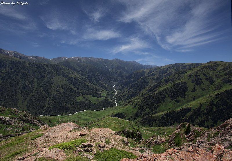 горы, река, вечер, расцвет В горах Джунгарского Алатау. фото превью