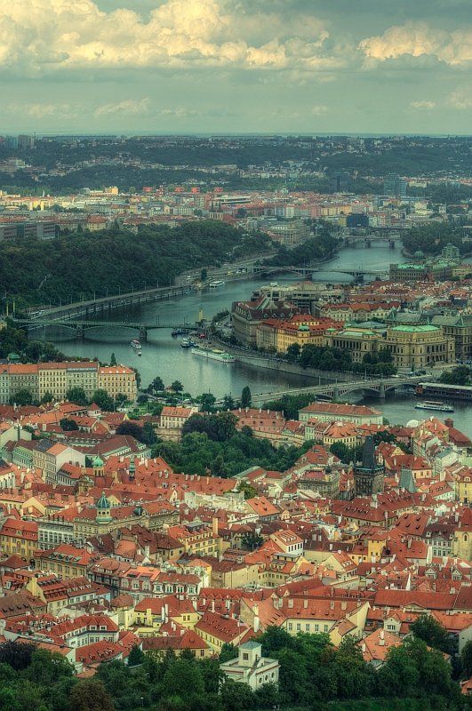 пейзаж, архитектура, город По реке Влтава фото превью