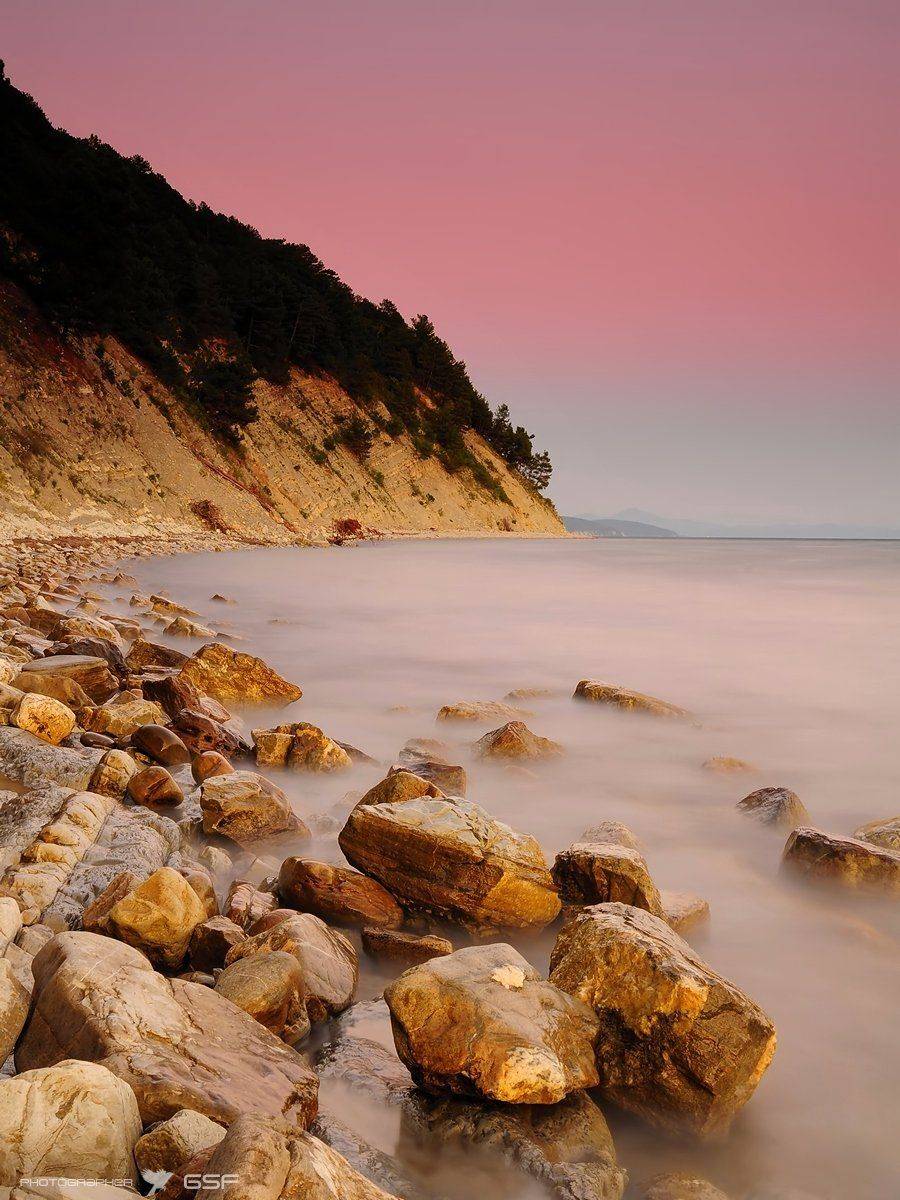 камни, море, горы, скалы, лес, небо, закат, Serj Master