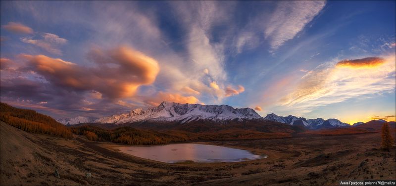 алтай, горы, горный алтай, закат, северо-чуйский хребет, #красиваяосень2018, аня графова Закатная феерия фото превью