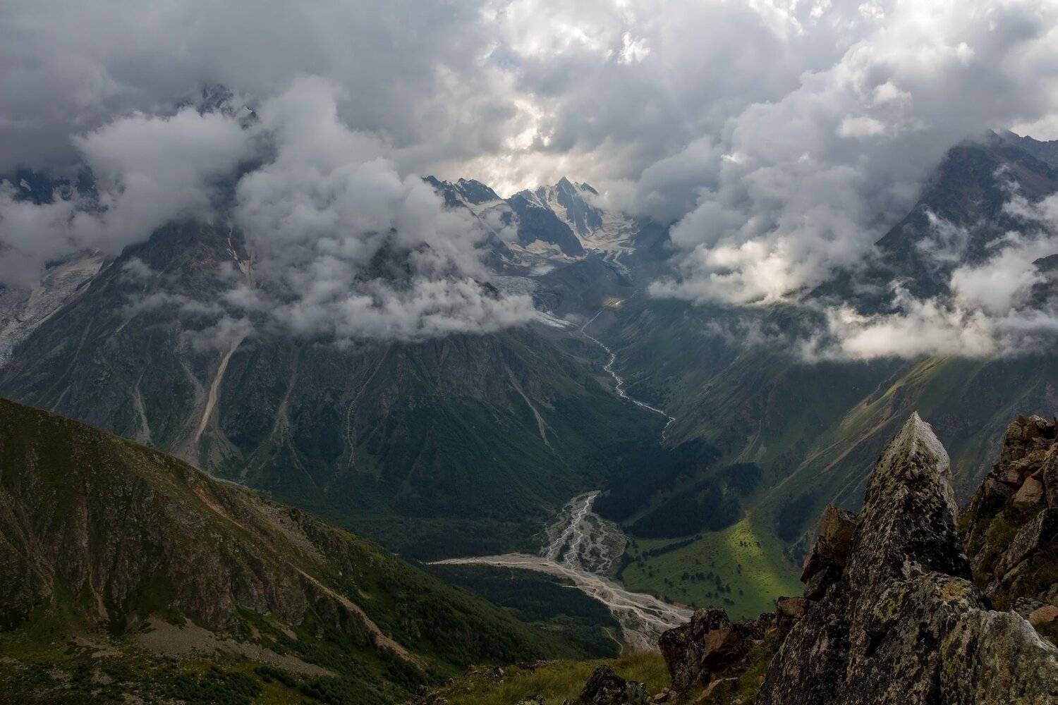 горы, облака, кавказ, Эстелла