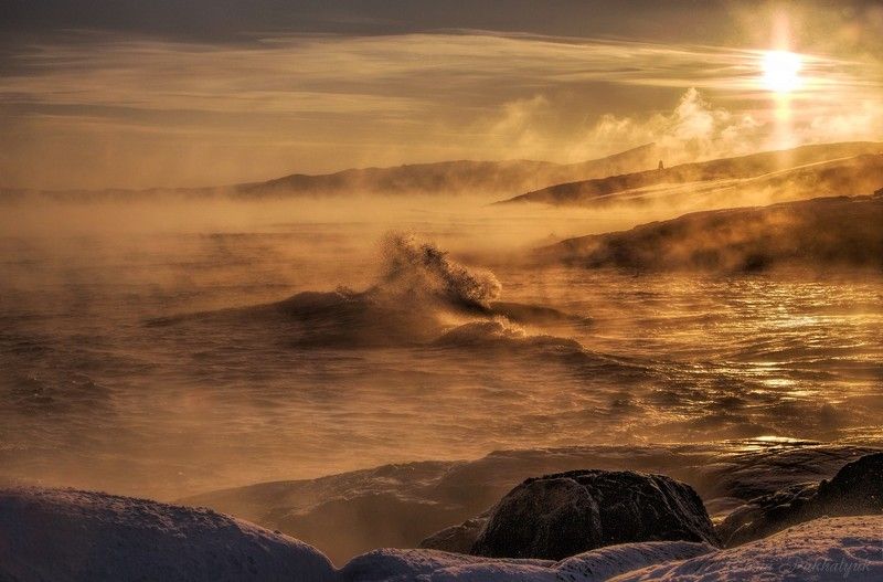 пейзаж,териберка,мурманск,север,россия,путешествие,природа, океан,рассвет,закат,облака,солнце,день,зима,баренцево море,фототур Кракен и огненное море. фото превью