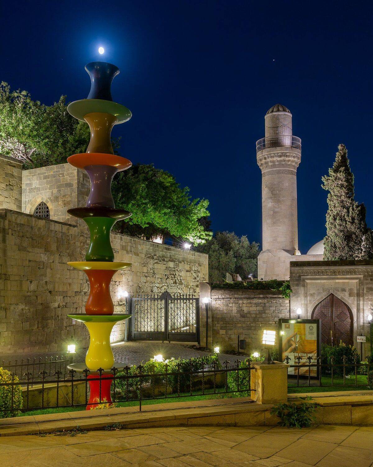 город, пейзаж, луна, старина, Баку, Азербайджан, Денис Свечников