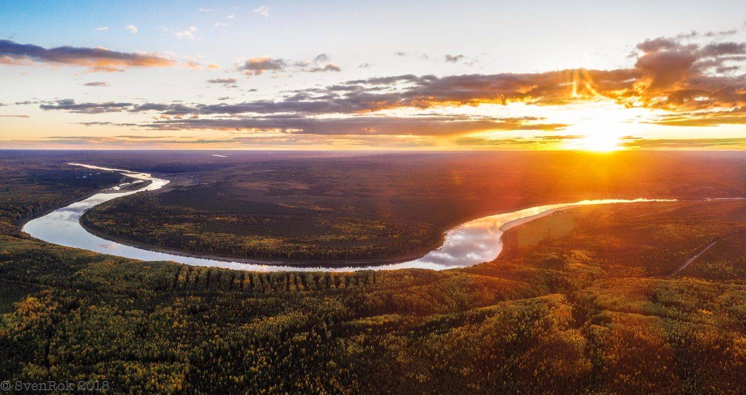 закат,  река,  небо,  облака, солнце,  коми,  вымь, Sven Rok