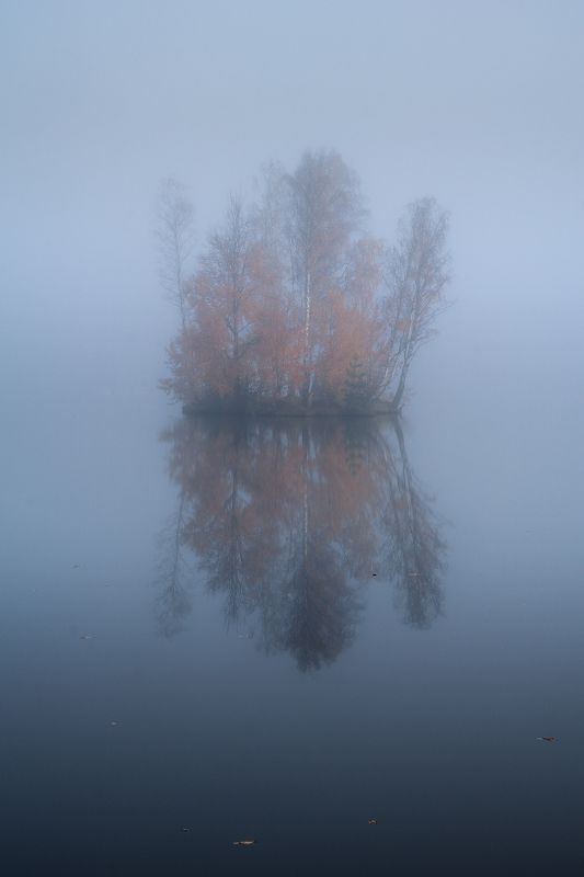 остров,осень,туман,ленинградская Огонь в тумане фото превью