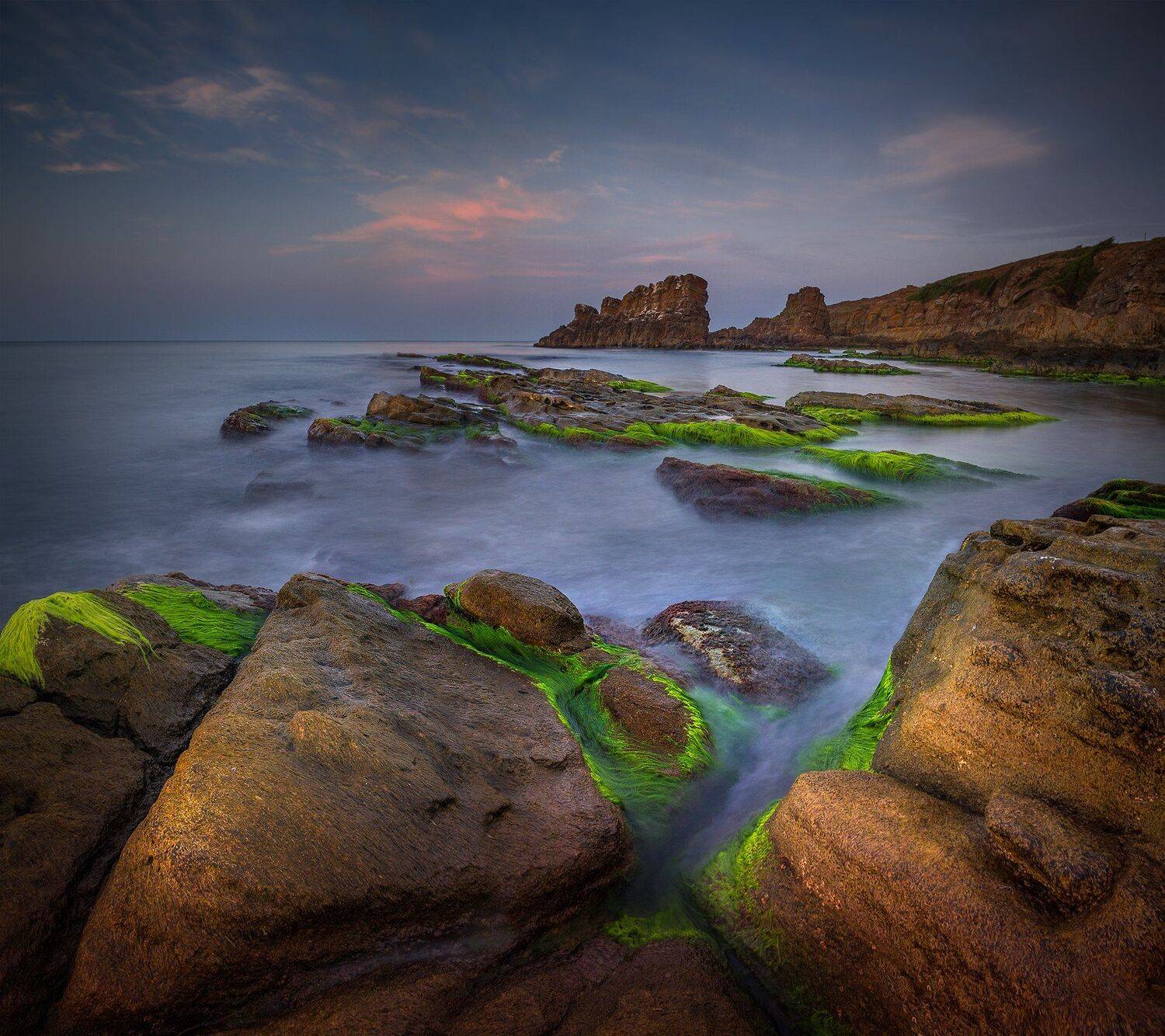 landscape nature seascape rocks castal coast beach sea seaside long exposure scenery  sunset cloudy bulgaria, Александър Александров