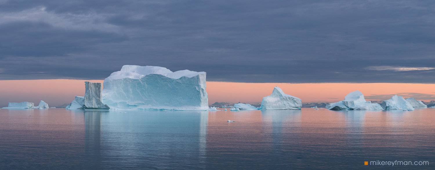 scoresby sound, eastern greenland, icebergs, color, tranquility, Майк Рейфман