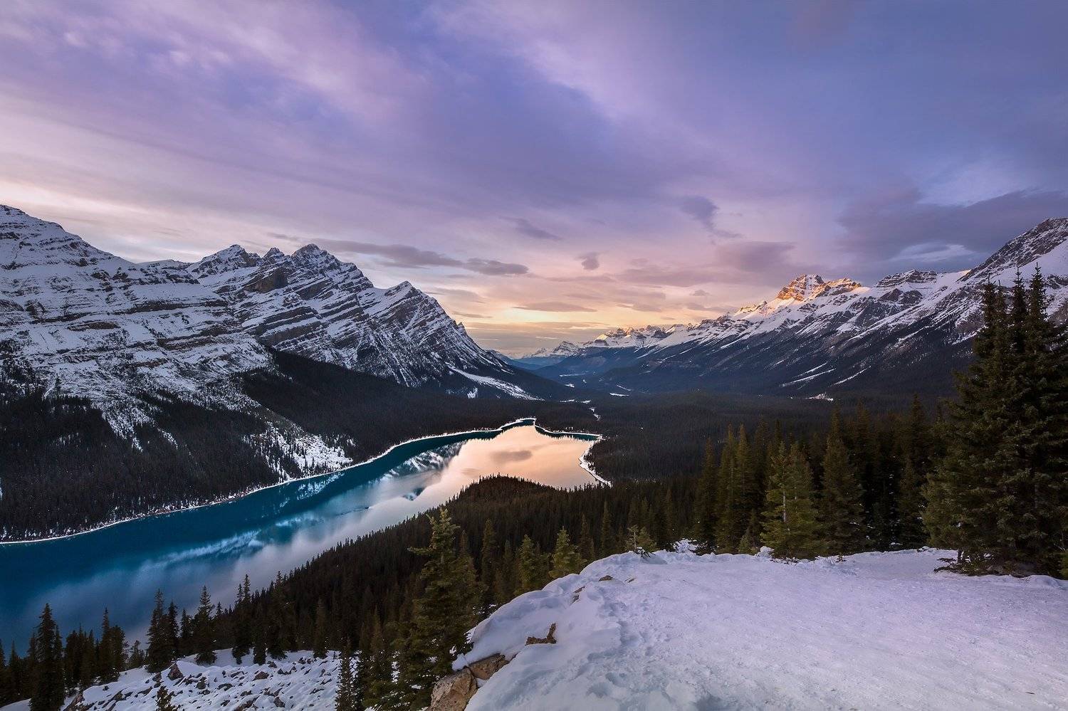 peyto, lake, banff, sunset, mountains, Evgeny Chertov