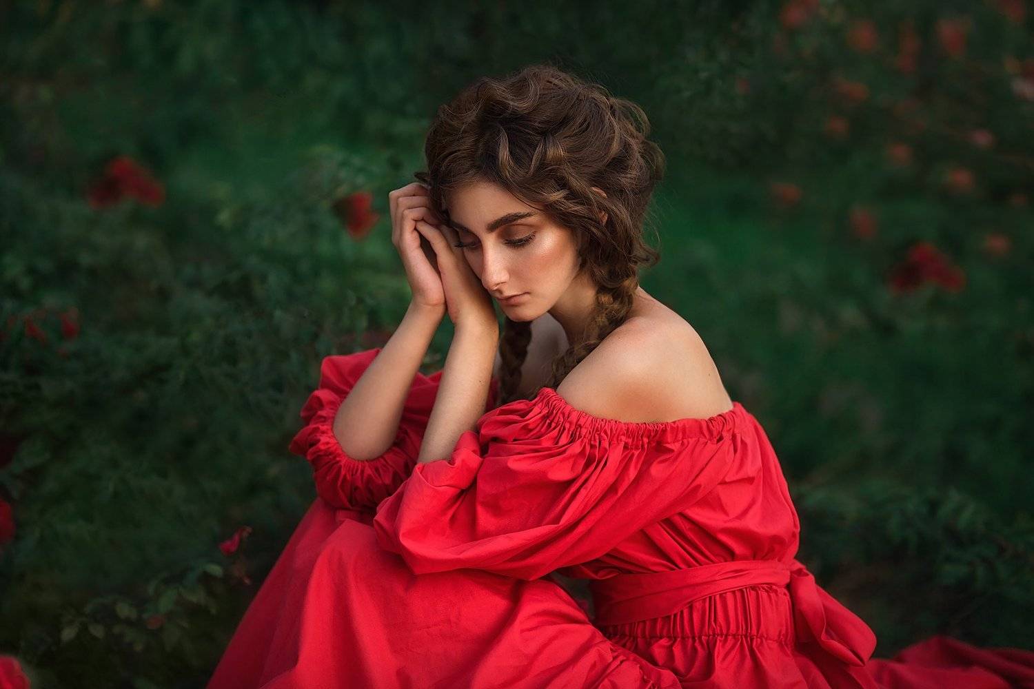 Девушка, гламур, розы, модель, Бармина Анастасия