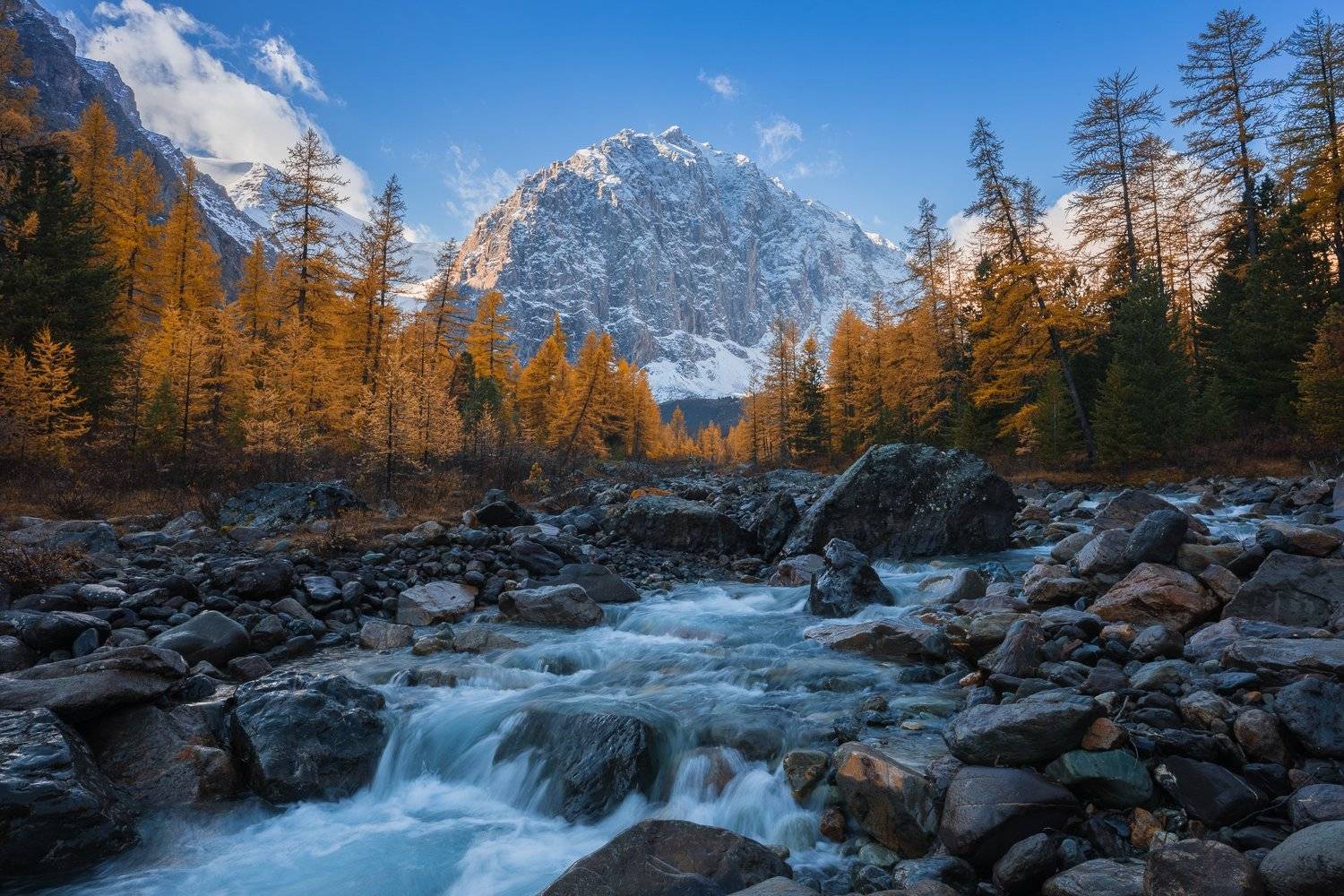 алтай, актру, осень, река, горы, Марина Маликова