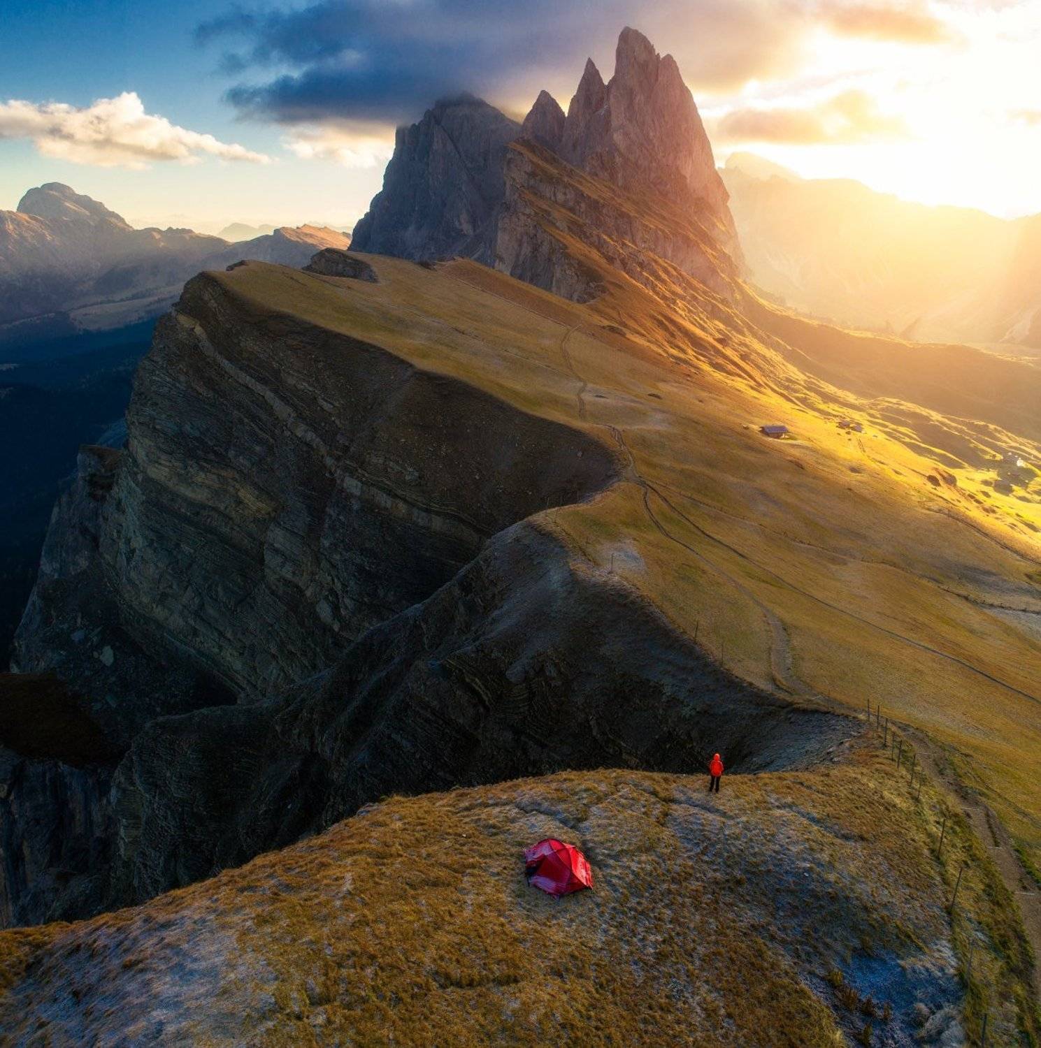 seceda, sunrise, dolomites, Сергей Луканкин