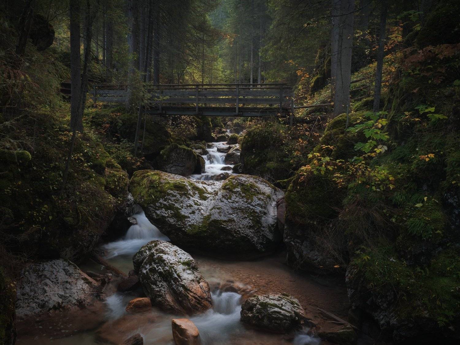 италия, доломиты, осень, ручей, водопад, мост,  carezza, вода, Марина Маликова