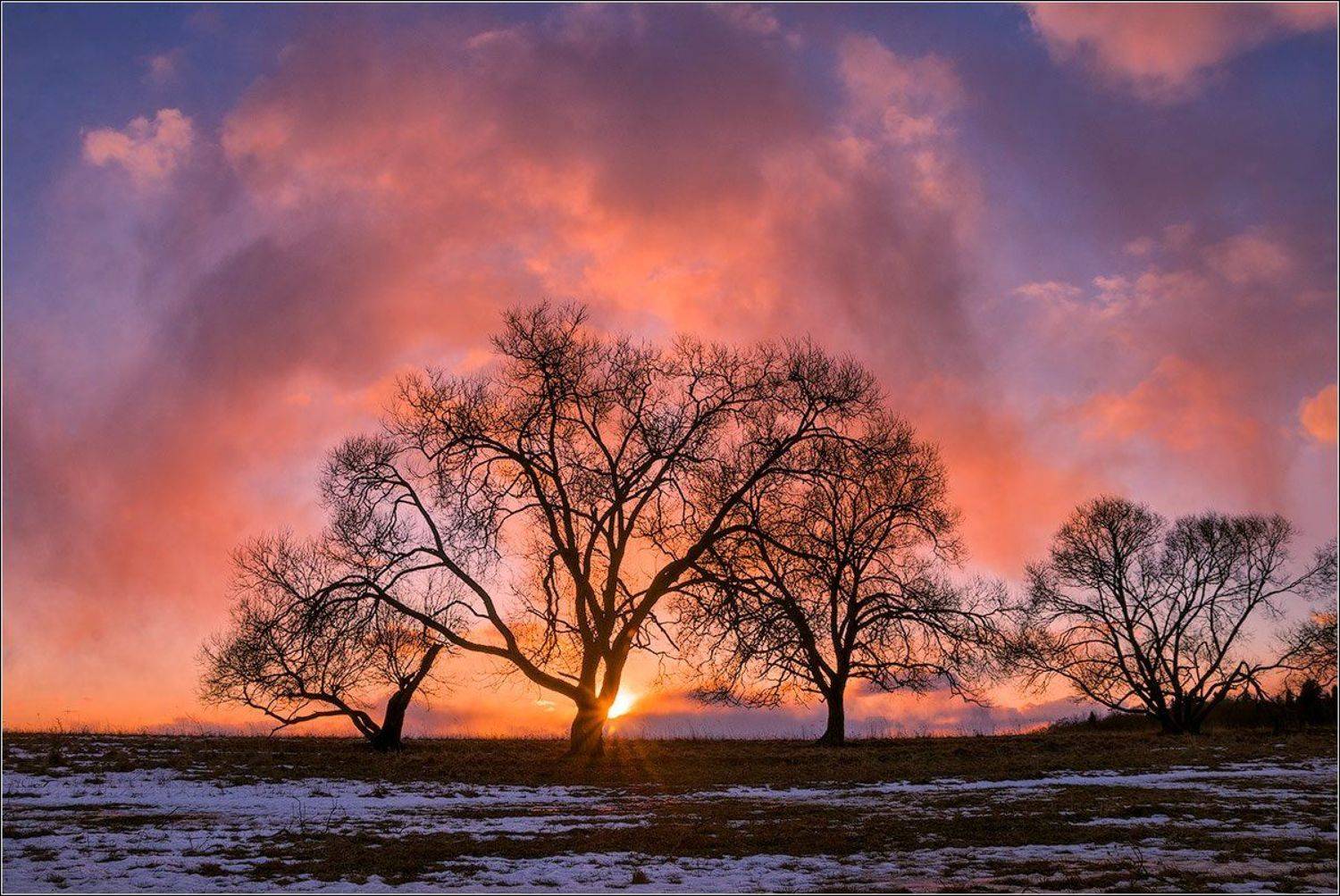 зима, закат, верхнедвинск, беларусь, Andrew Kuzmin