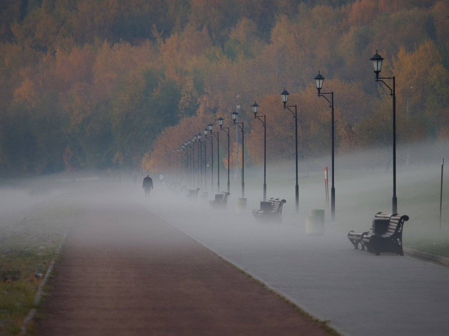 город, Москва, парк, архитектура, пейзаж, утро, рассвет, туман, красота, фонари, Коломенское , Конев Сергей