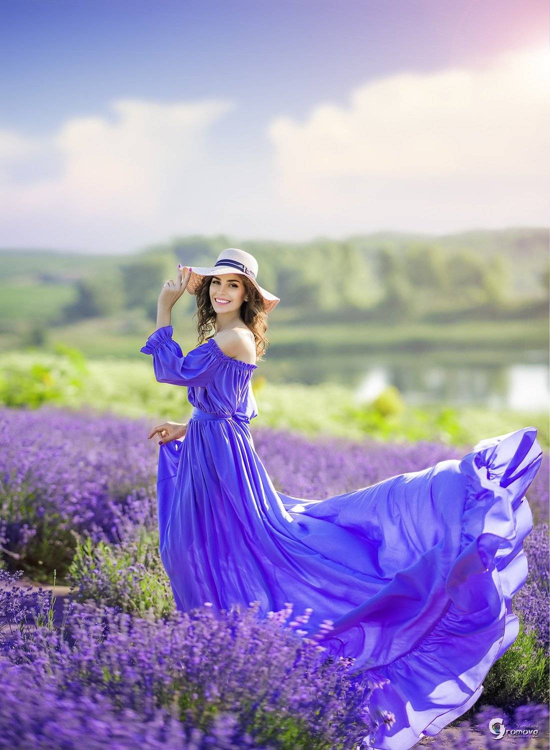 Лаванда, девушка, сиреневое, фиолетовое, лиловое, улыбка, лето, Ярослава Громова