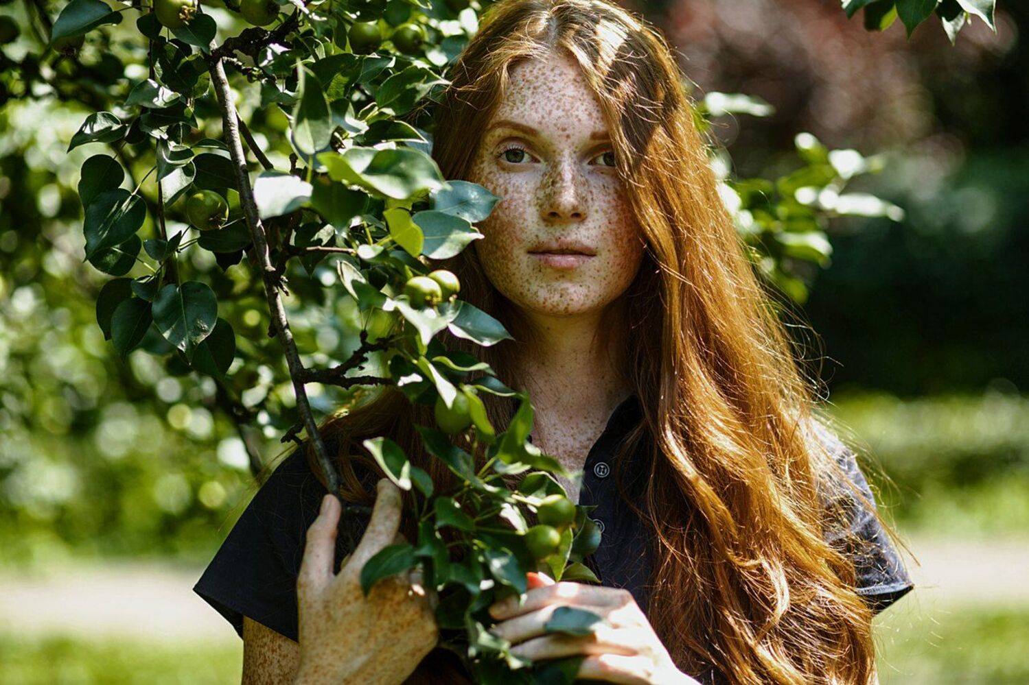 портрет рыжая веснушки девушка боке, Marie Dashkova