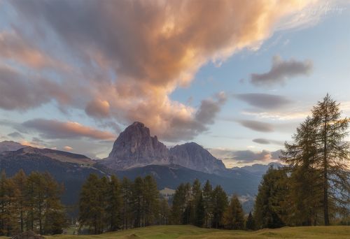 Sunset in Santa Cristina in Val Gardena.