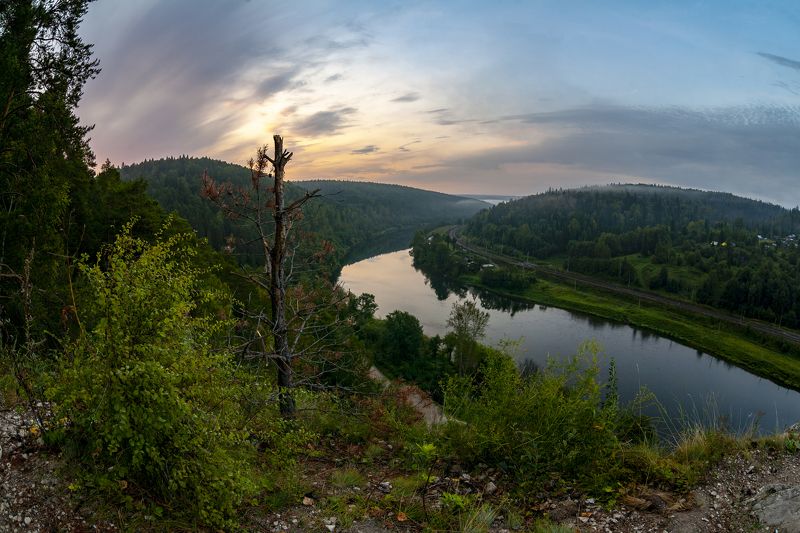 урал, пермский край, река сылва камень Ермак, перед рассветом фото превью
