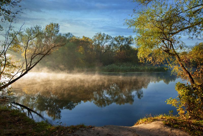 осень,утро,берег,река Утро осени волшебной ... фото превью