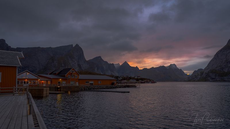 reine, norway, lofoten islands,øyodden, kjerkefjorden Уходящее солнце... фото превью