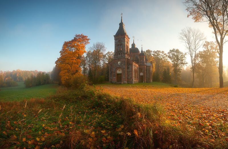 autumn landscape visitlatvia nikon nikonrussia natgeo natgeorussia art sunrise europe lpm landscapephotomag bestnatureshot bestnatureshots nikkor fineart art landscapescapture landscape_nightscape landscape nitaure Заброшенная церковь Рождества Христова в Нитауре.  фото превью