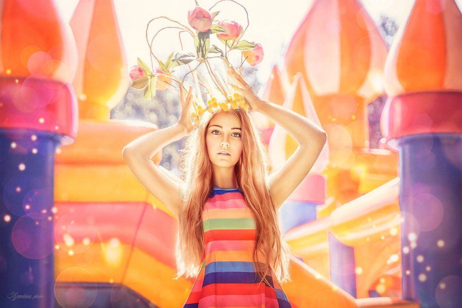 девушка, принцесса, сказка, дисней, лето, солнце, girl, princess, disney, castle, summer, yellow, sunshine, Марина Семёхина