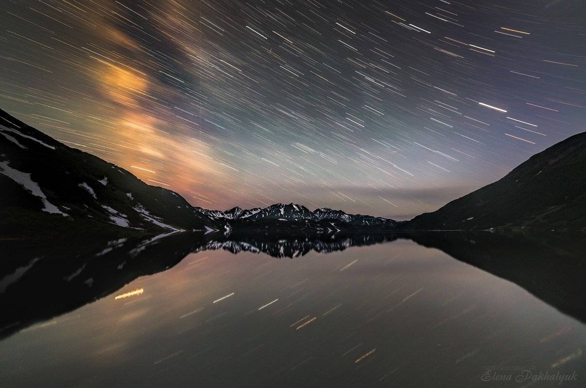 вулкан,камчатка,кольдера,фототур,ночь,звезды,млечный путь,кратер,огонь,путешествие,экспедиция,треккинг,пейзаж,озеро,треки, Elena Pakhalyuk