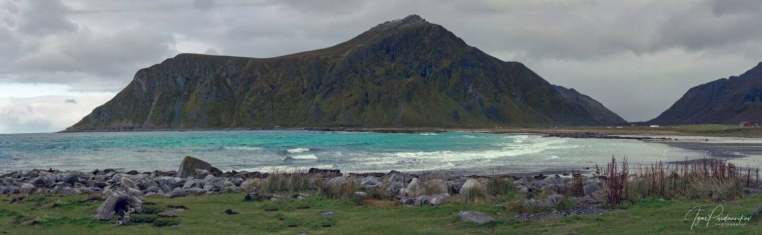 lofted island, norway, flakstad, beach, sea, mountains, Игорь Приданников