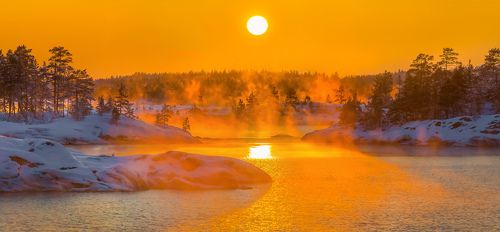 Морозный закат на Ладоге