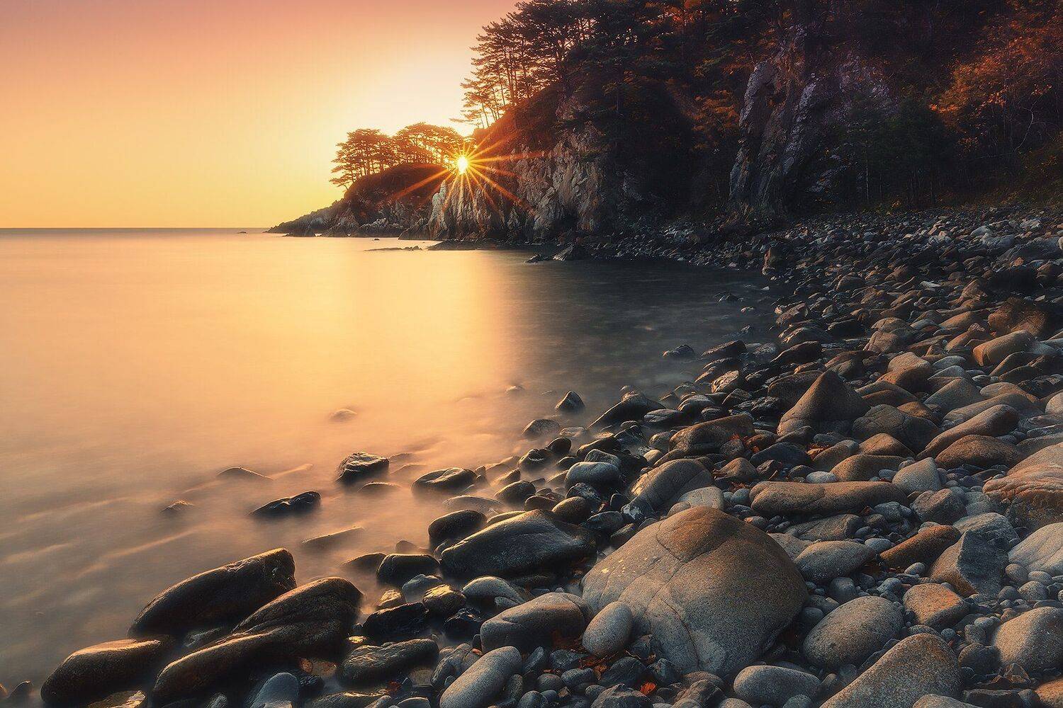 утро, море, скалы, восход, Андрей Кровлин