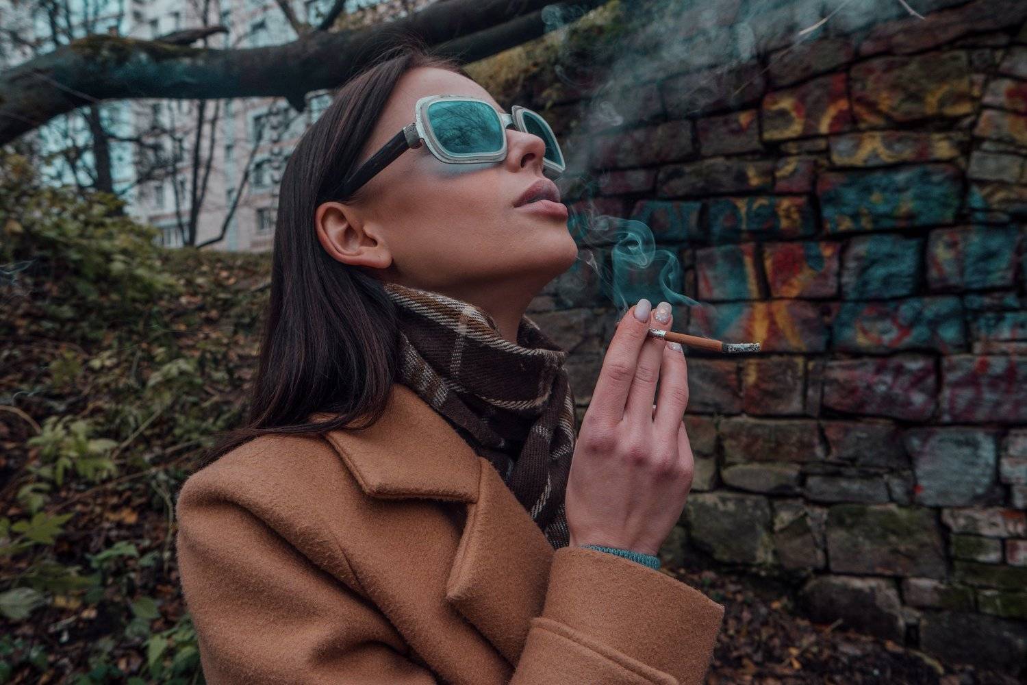 девушка, портрет, дым, стрит, граффити, Наталья