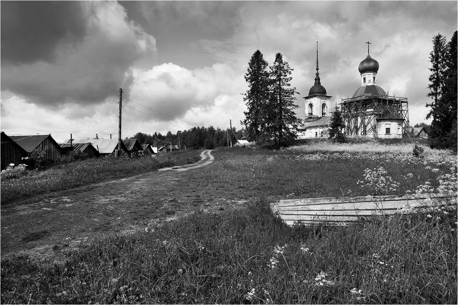 морщихинская, лекшмозеро, каргополье, кенозерье, север, архангельская, храм, небо, ч/б,, Victor Pechenev