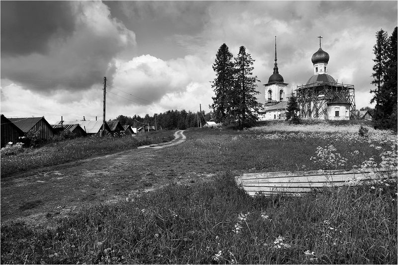 морщихинская, лекшмозеро, каргополье, кенозерье, север, архангельская, храм, небо, ч/б, Морщихинская. фото превью