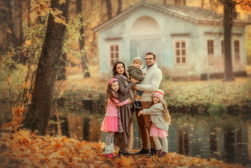 семья многодетная семья Семейная осень фото превью