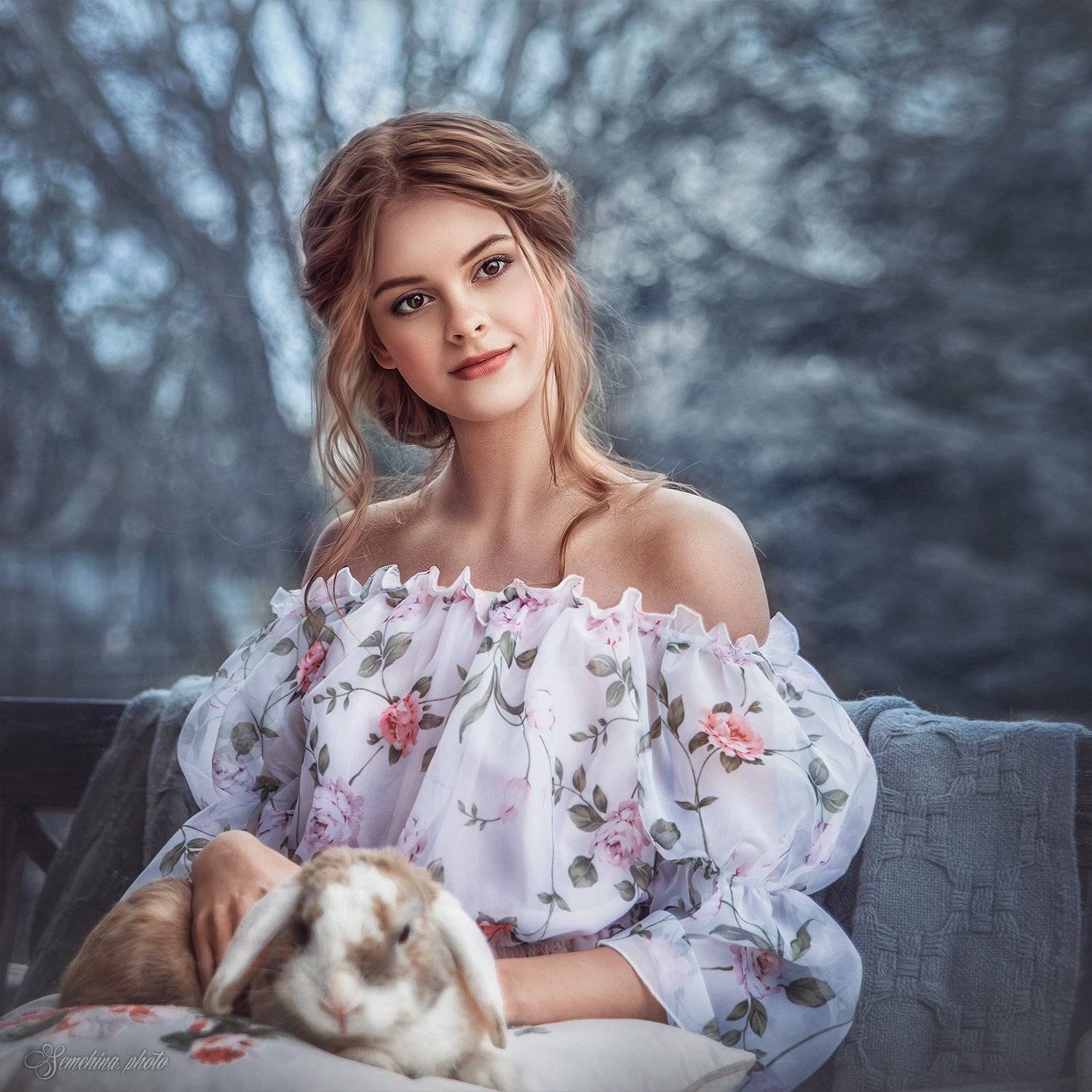 девушка, портрет, кролик, утро, деревня, весна, винтаж, осень, girl, mood, portreit, rabbit, village, vintage, spring, autumn, Марина Семёхина