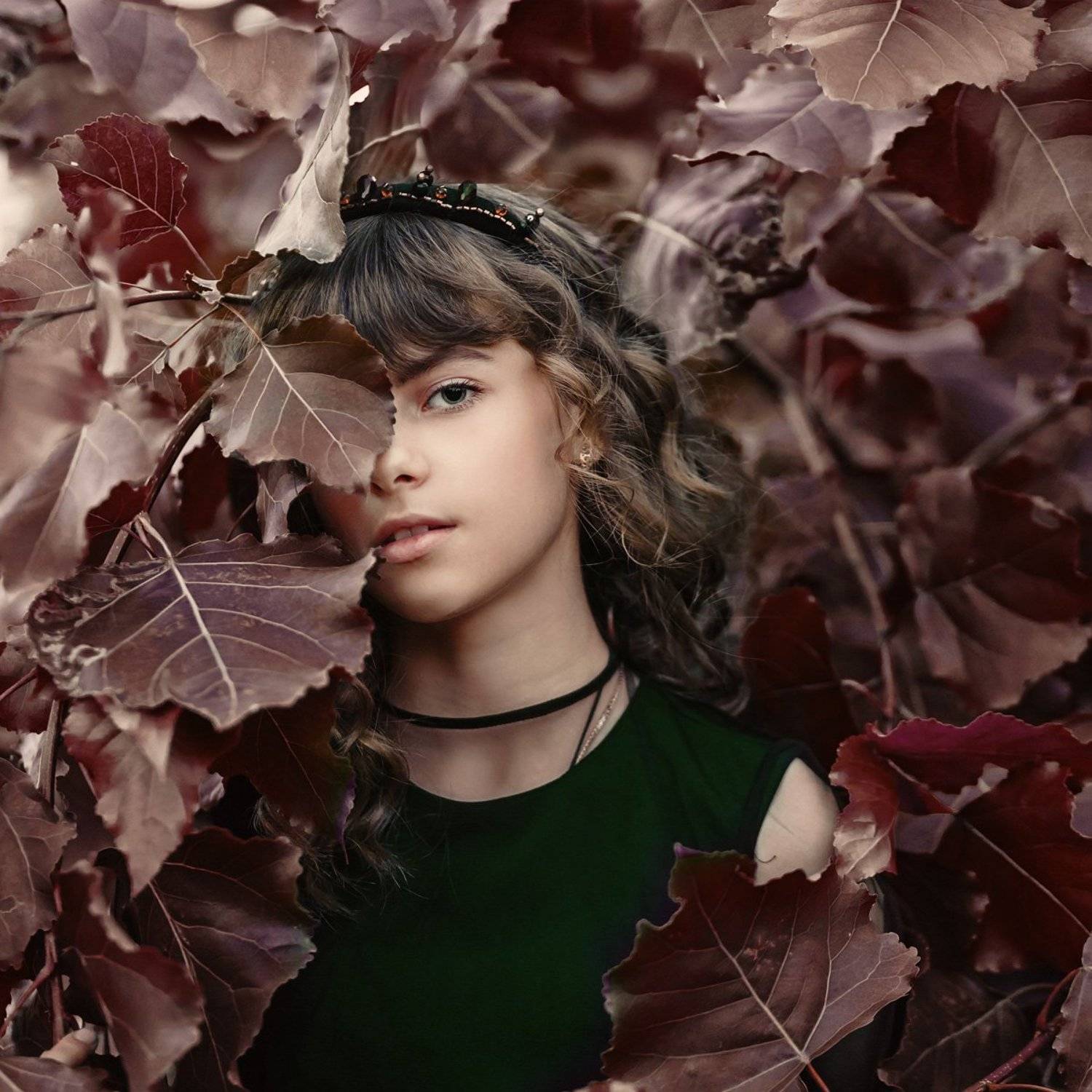 портрет, девочка, осень, красота, крупный план, арт, Марина Кондратова