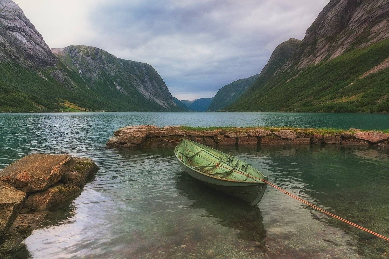 пейзаж, природа, фьорд, лодка, горы, Норвегия, Лариса Николаевна Дука