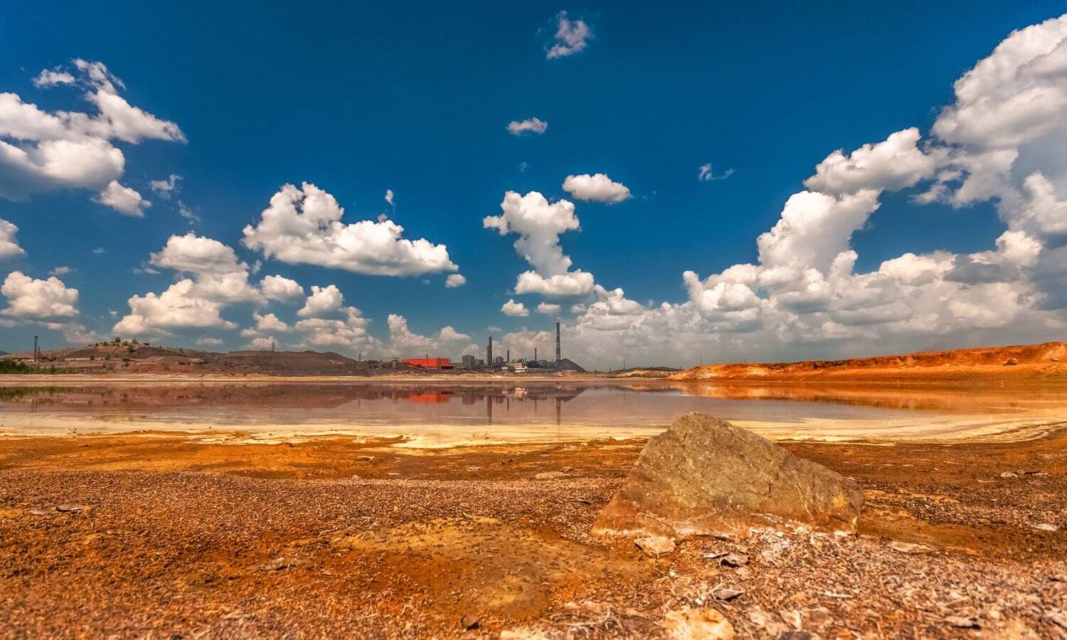 skrylov,skrylov_official, карабаш, челябинская область, россия, пейзаж, лето. кислота, карабашмедь, облака. небо, вода, пруд, оранжевый, Сергей Крылов