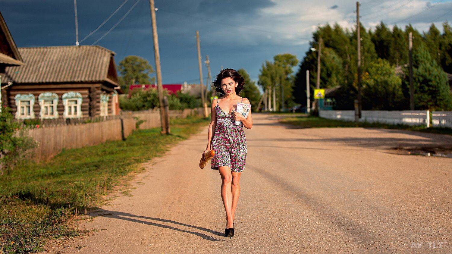 деревня, прогулка, солнечно, гламур, каблуки, портрет, улица, девушка, ноги, Сухарь Александр